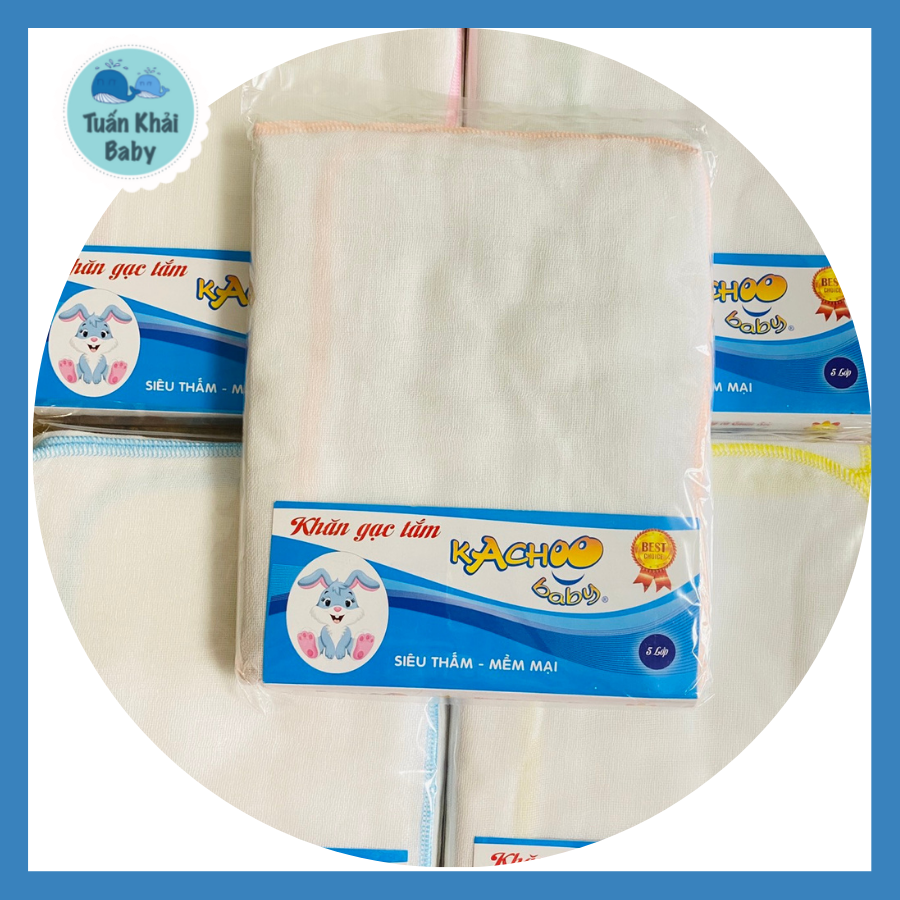 Túi 2 cái khăn tắm sơ sinh 5 lớp sợi dày kachoo baby | túi 2 cái kích thước 70x80cm