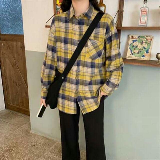 ( ẢNH THẬT) ÁO SƠ MI KẺ CARO DÁNG THỤNG MỚI THỜI TRANG NỮ CỰC CHẤT PHUONGMART