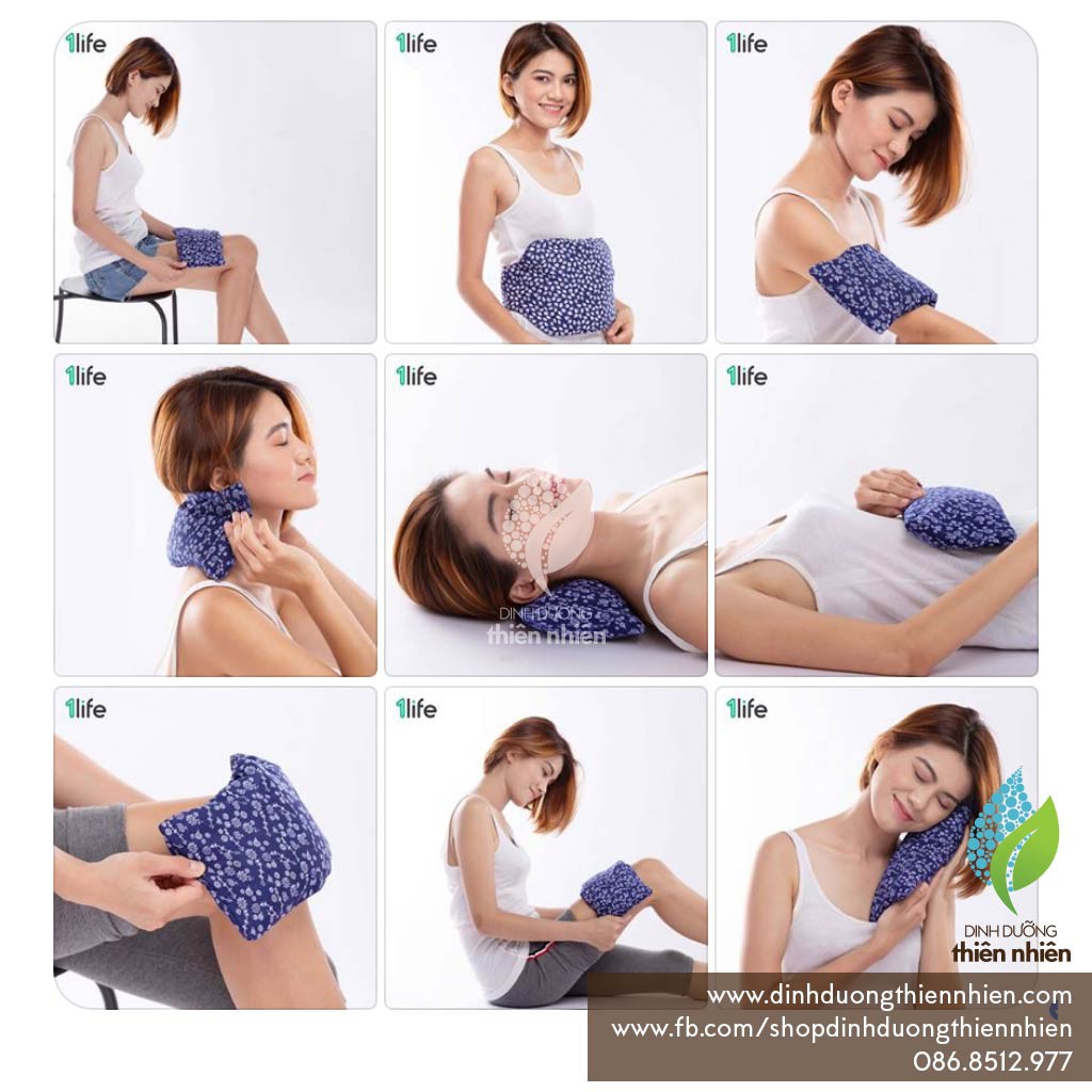 Gối thảo mộc chườm nóng lạnh 1life hot & cold herbal pack 100% tự nhiên