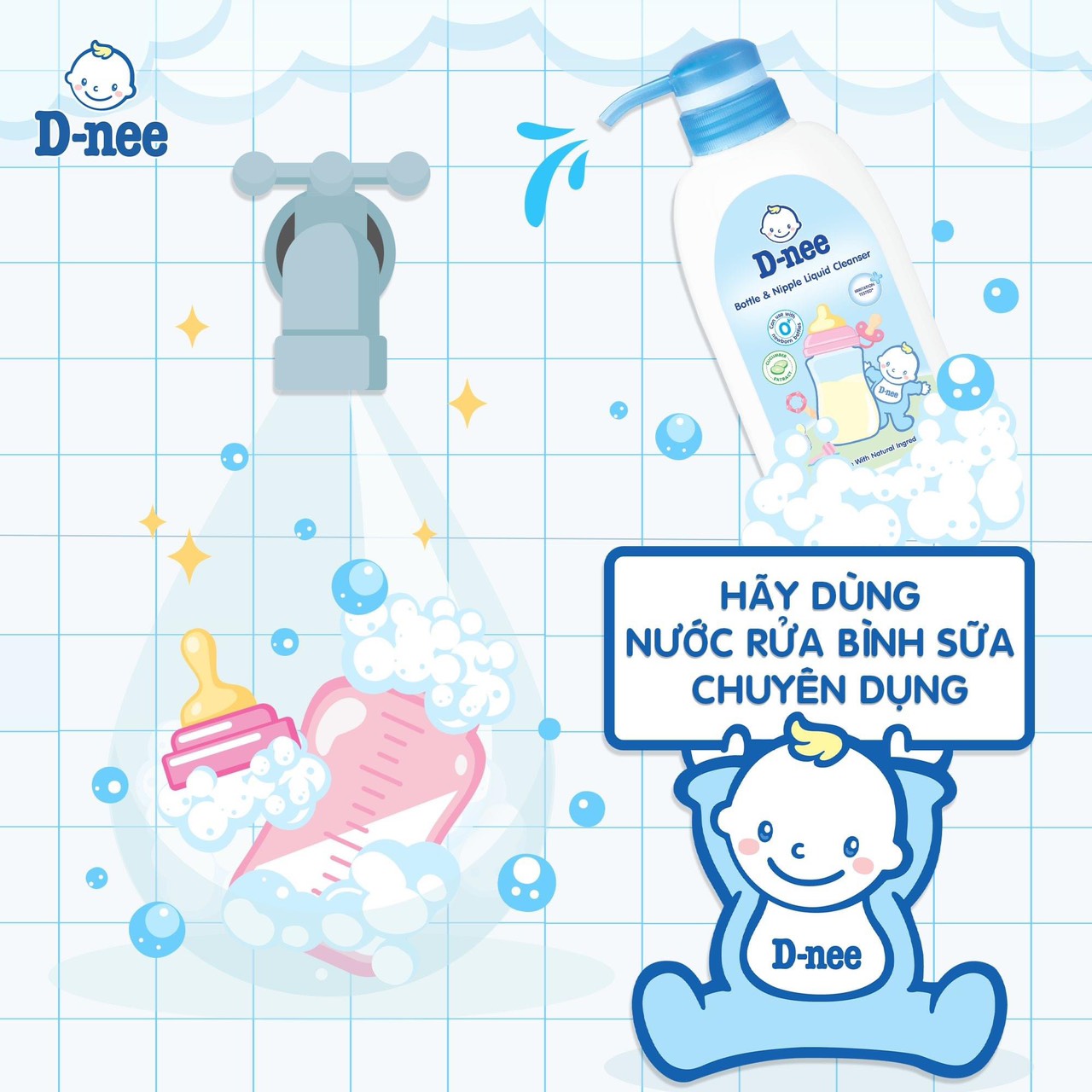Nước rửa bình sữa & rau quả D-nee 500ml