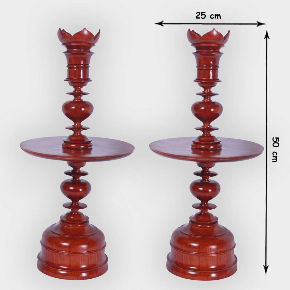 Cặp chân đèn nến thờ gỗ hương 50cm