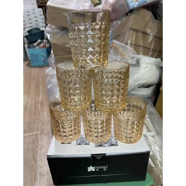 Bộ 6 Cốc Thuỷ Tinh Kim Cương Siêu Sang 2 Màu Lựa Chọn