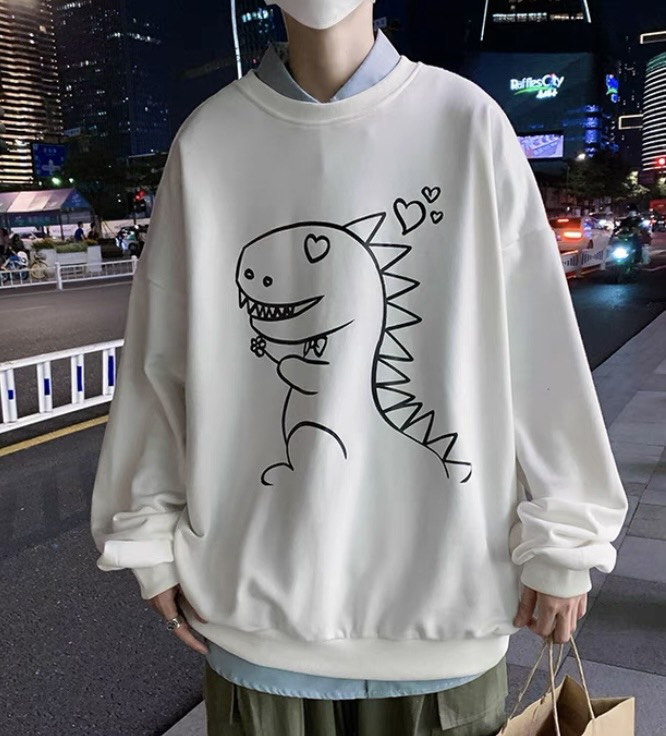 Áo Sweater Nam Nữ Tay Phồng In Khủng Long