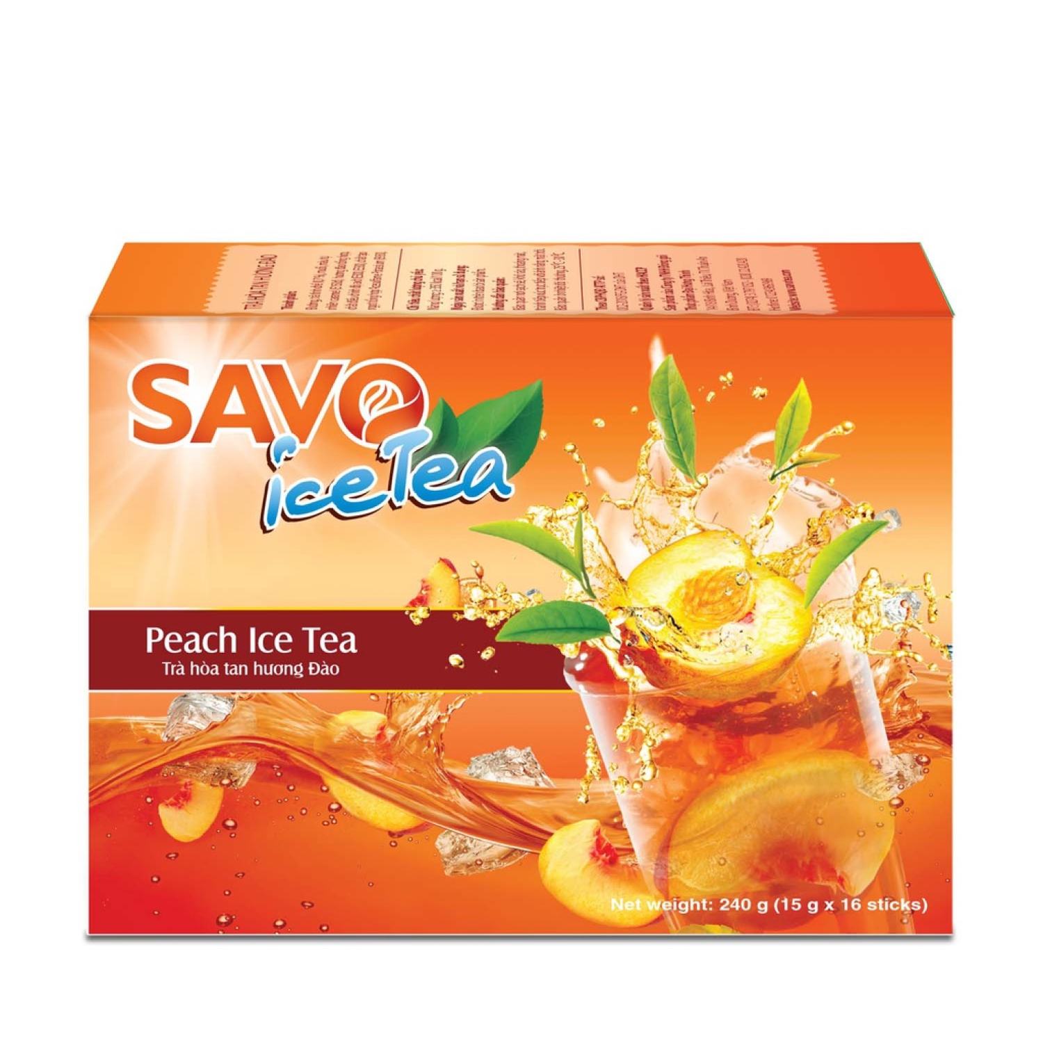 Trà đào hòa tan SAVO (16 gói x 15g)