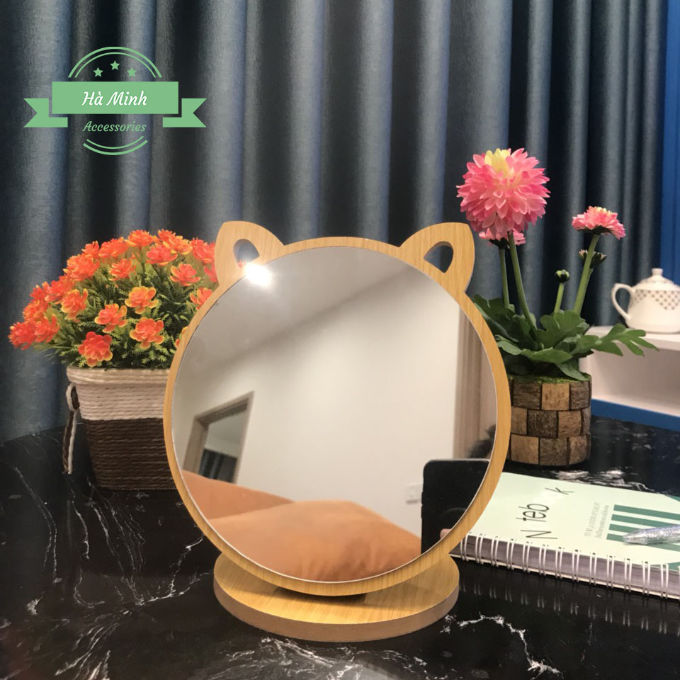 Gương tai mèo gỗ phong cách hàn quốc