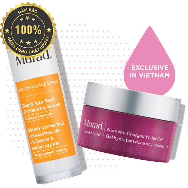 Combo Serum giảm thâm nám Murad Rapid Age Spot Correcting Serum 30ml Tặng Gel sạc nước Nutrient-Charged Water Gel 50ml