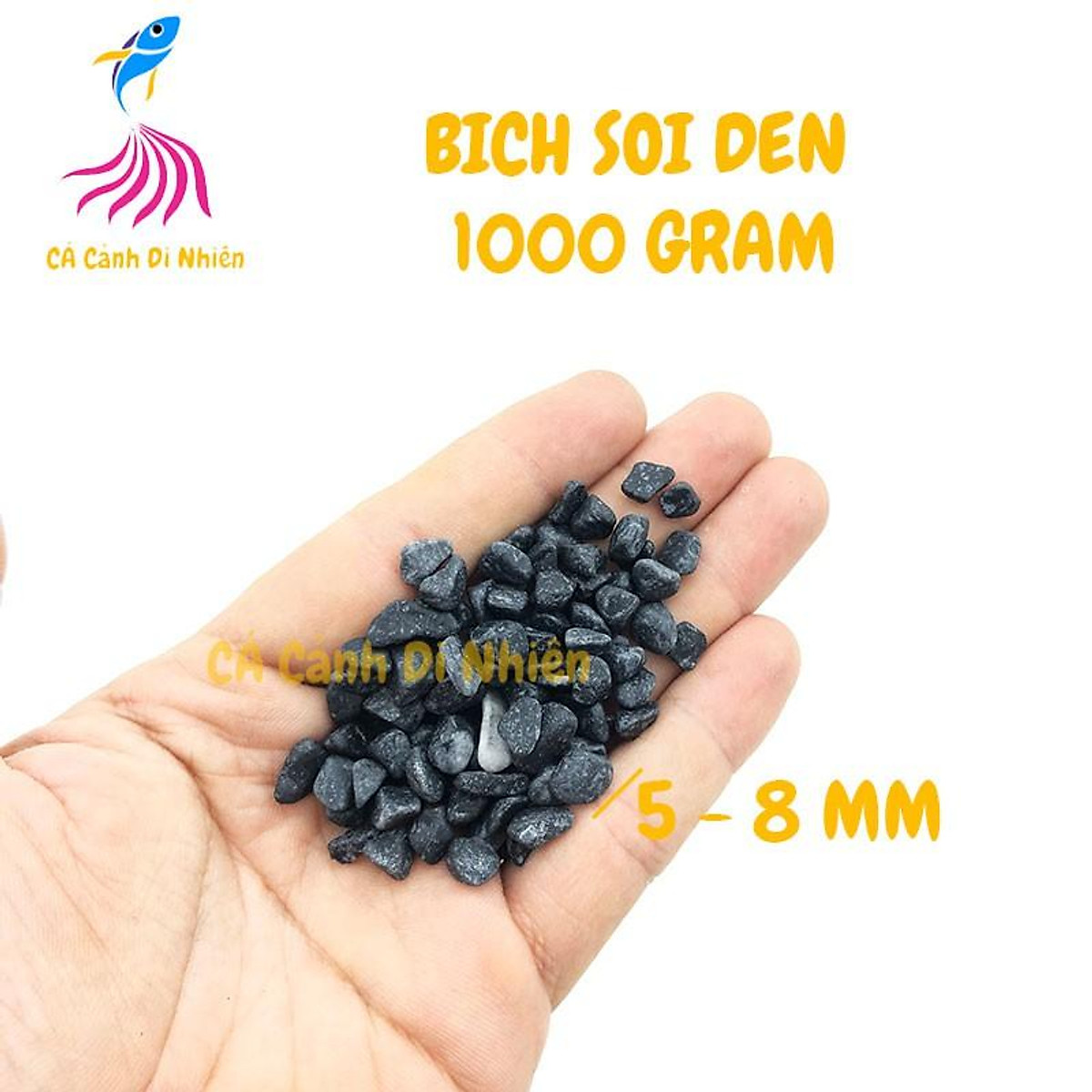 Bịch sỏi đen 1 kg size 5 - 8 mm trang trí hồ cá cảnh