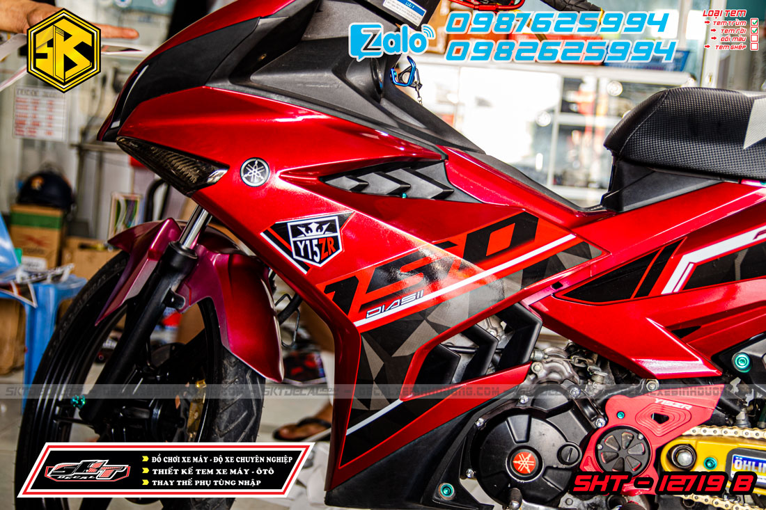 tem rời exciter 150 đỏ đen y15zr