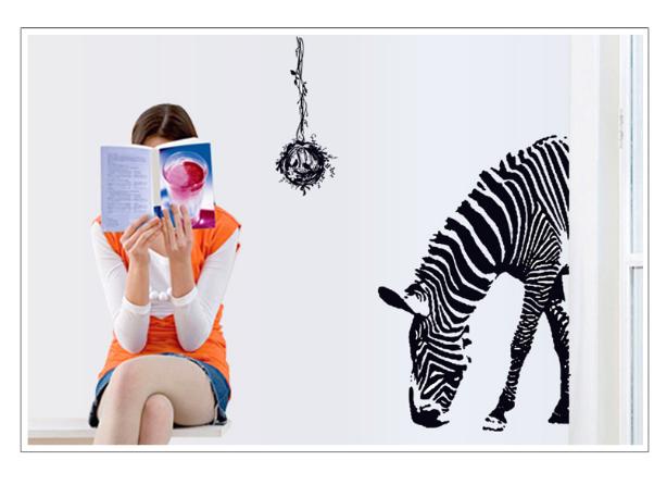 [HCM]Decal trang trí tường - Ngựa Vằn Đen tinh tế