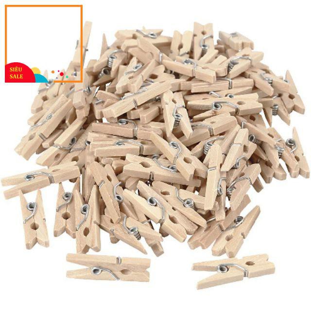 Set 50 Kẹp Gỗ Mini Kẹp Treo Ảnh Trang Trí