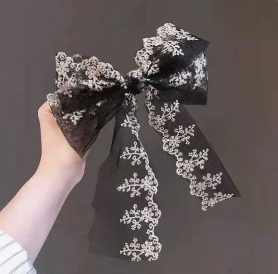 Kẹp Tóc Nơ Vải Ren Thời Trang Cho Nữ - phukienteen