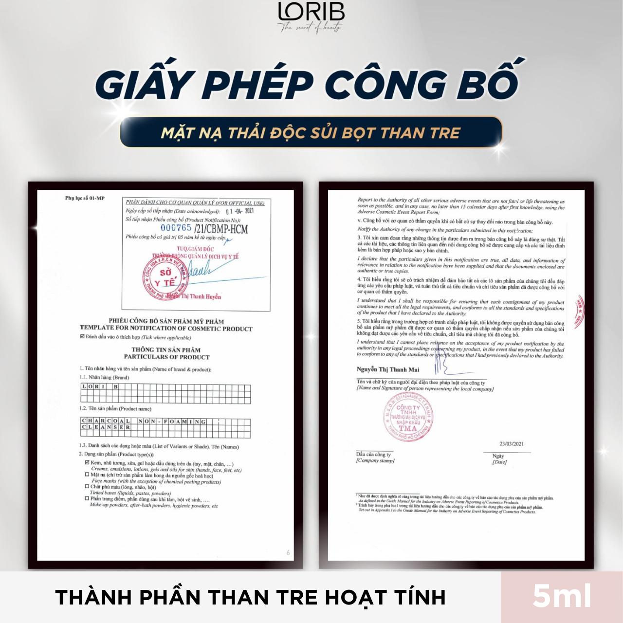 [HCM]Mặt Nạ Than Tre Sủi Bọt Thải Độc Lori B 5ml