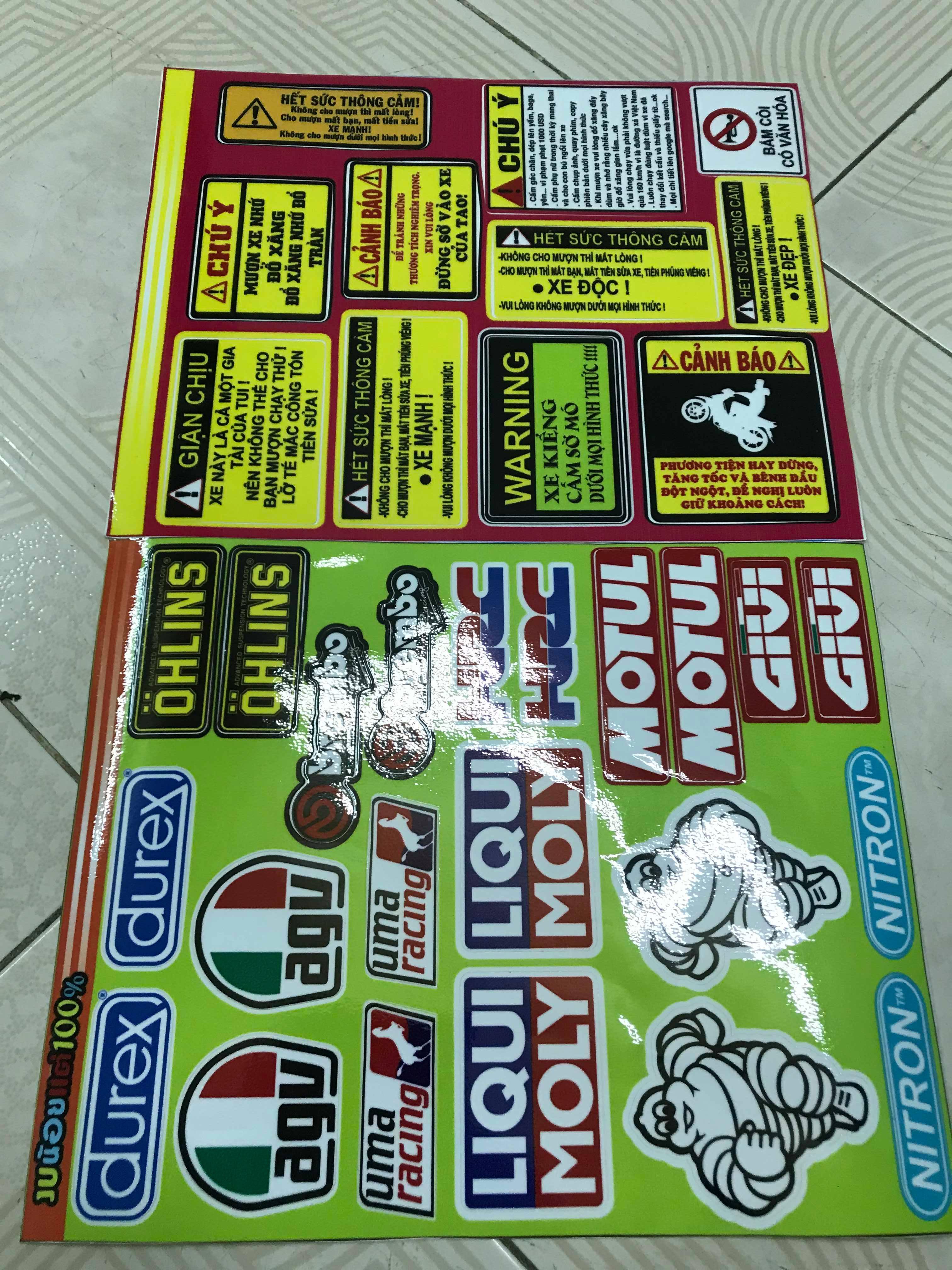 [HCM]Tem sét combo logo michelin nitron và cảnh báo giận chịu