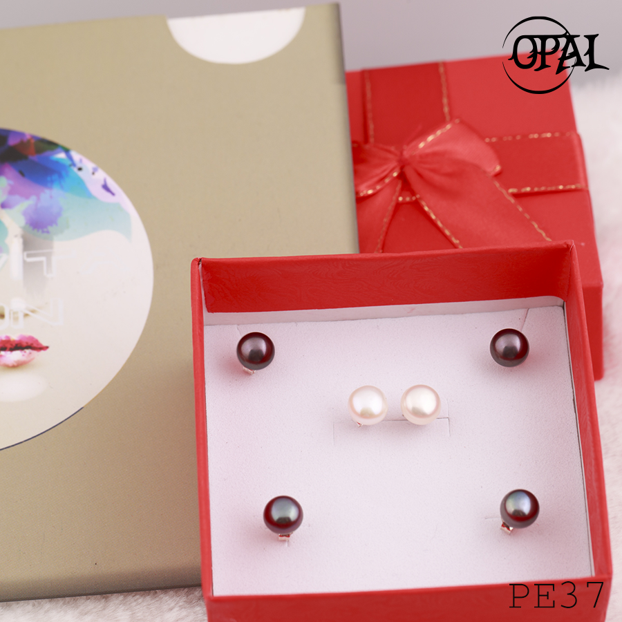 Pe37- hoa tai bạc đính ngọc trai opal