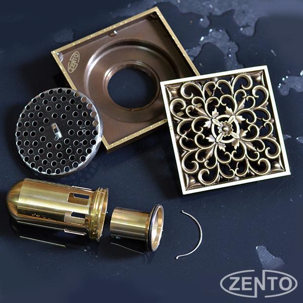 Thoát sàn chống mùi giả cổ 3D Zento ZT657 (10x10cm)