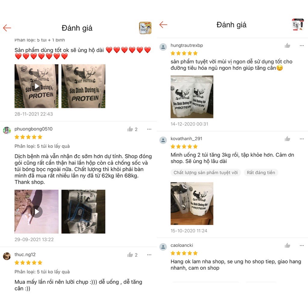 [COMBO 2 Túi + Bình] Sữa Tăng Cân Tăng Cơ Hạt Protein