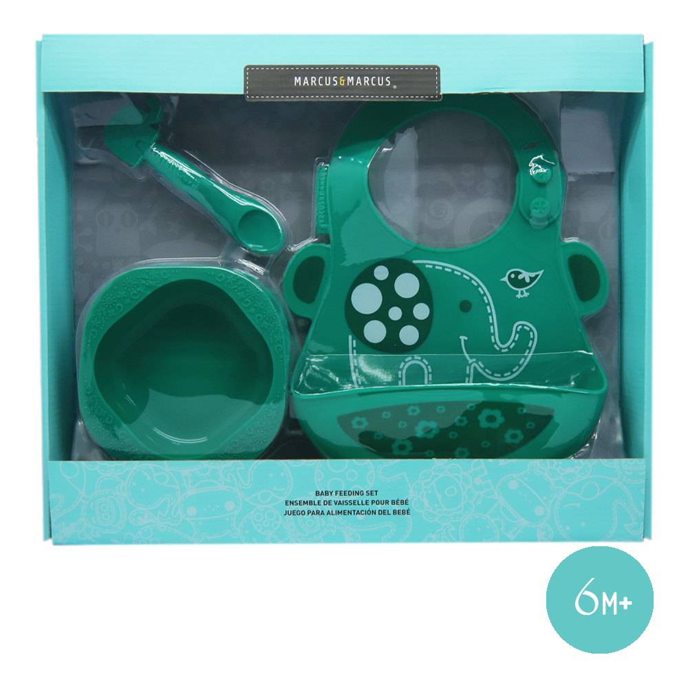 Bộ đồ dùng ăn dặm silicon Baby Marcus & Marcus, cho bé từ 6 tháng - Ollie