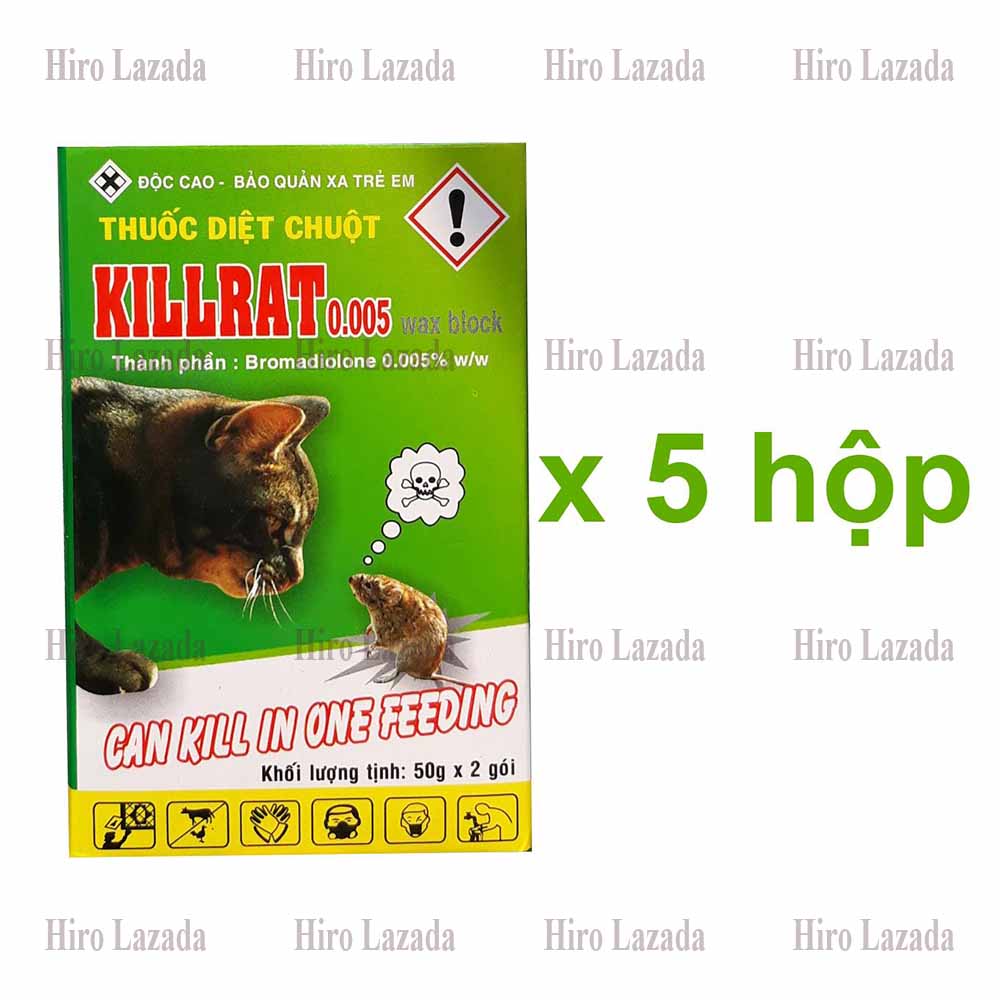 Thuốc diệt chuột Killrat 0.005% - (5 hộp x 2 gói)