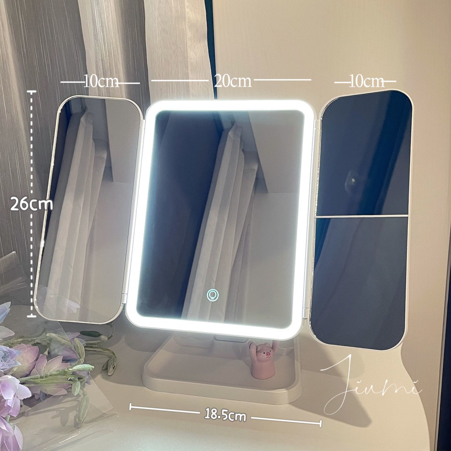 Gương trang điểm có đèn LED 3 màu cảm ứng