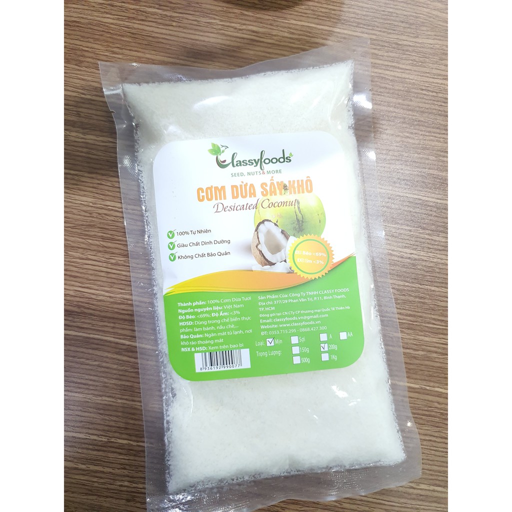 Cơm dừa sấy Cơm dừa sấy mịn Classyfood 200G làm bánh, nấu ăn