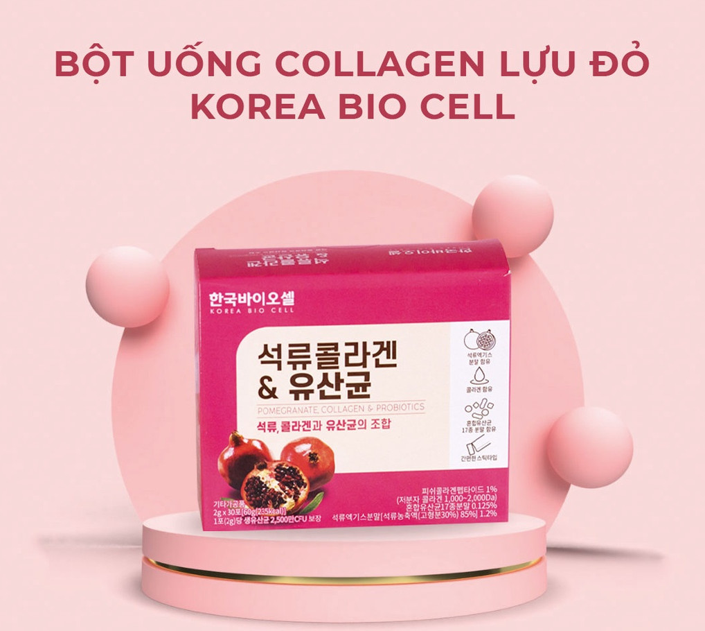 Collagen Lựu Đỏ Hàn Quốc 30 Gói đẹp da, thải độc gan, mờ nám của hàn quốc
