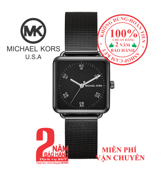 Đồng hồ nữ MK MK3562, vỏ, mặt và dây đồng hồ màu đen (Black), mặt vuông- size 31mm  - MK3562