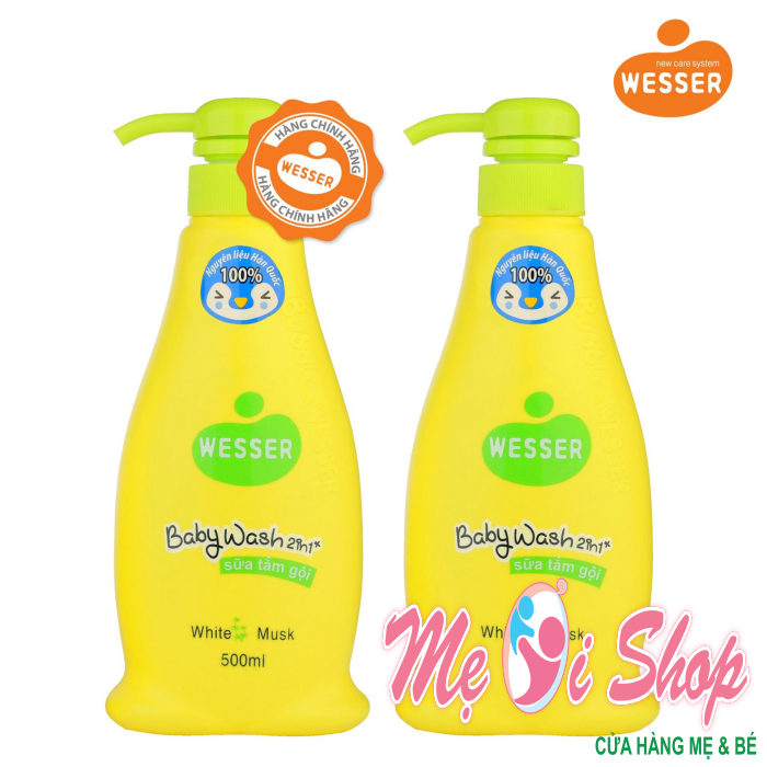 Bộ 2 chai sữa tắm gội Wesser 2in1 hương cỏ xạ hương 500ml ( màu xanh lá)