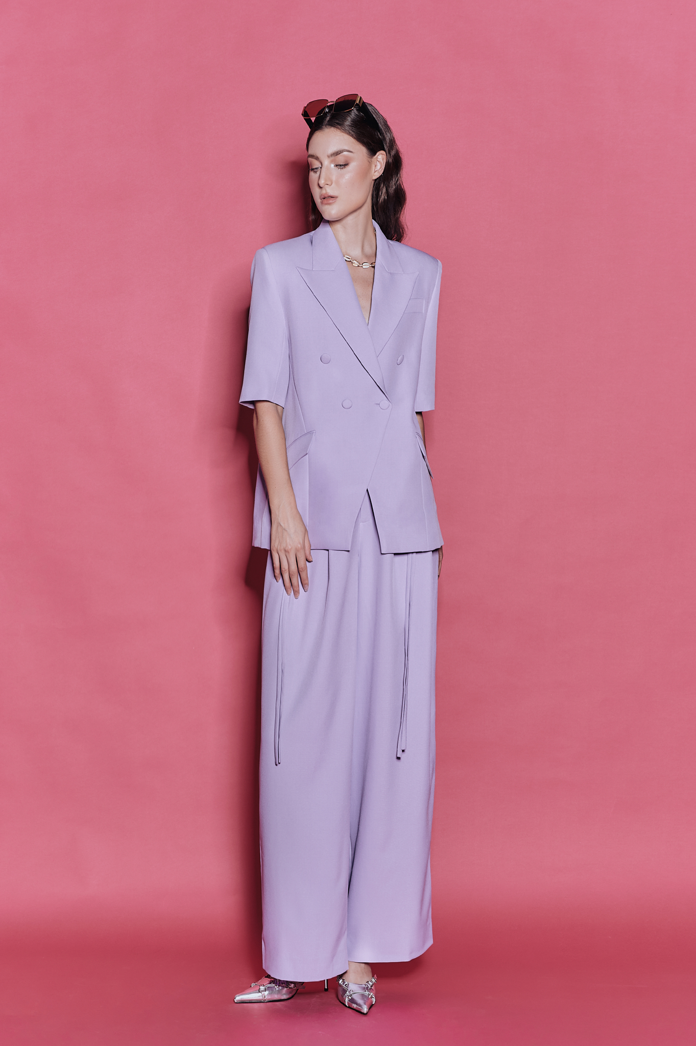 Quần thời trang ống rộng cạp cao - ESTHER STUDIOS - Mega Pants - Violet