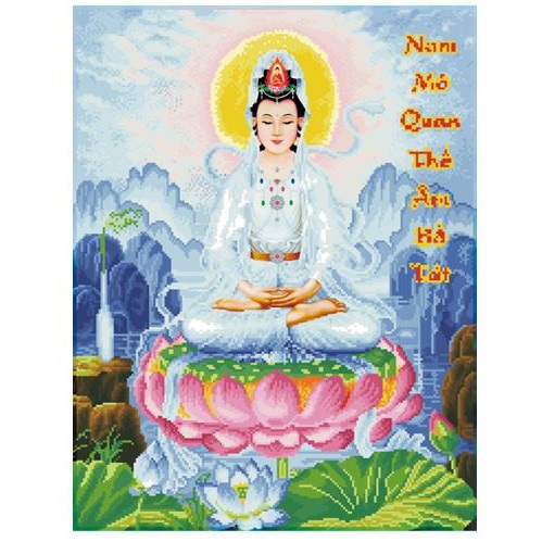 Tranh đính đá quan thế âm bồ tát kích thước 60x75cm