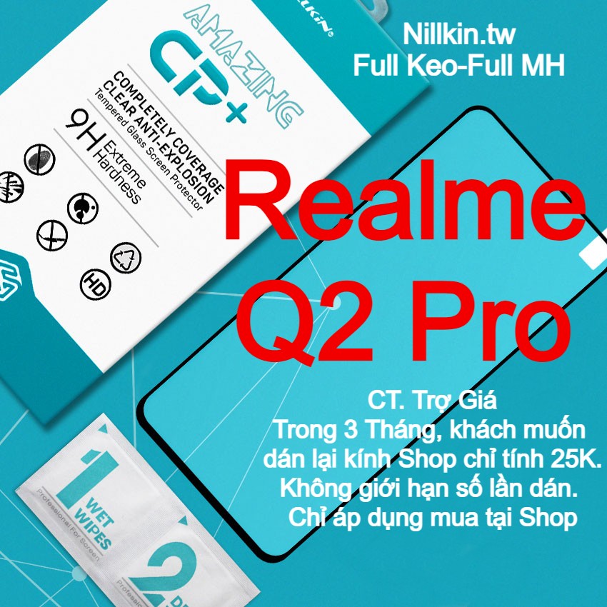 Miếng kính cường lực cho Realme Q2 Pro Full màn hình hiệu Nillkin.tw