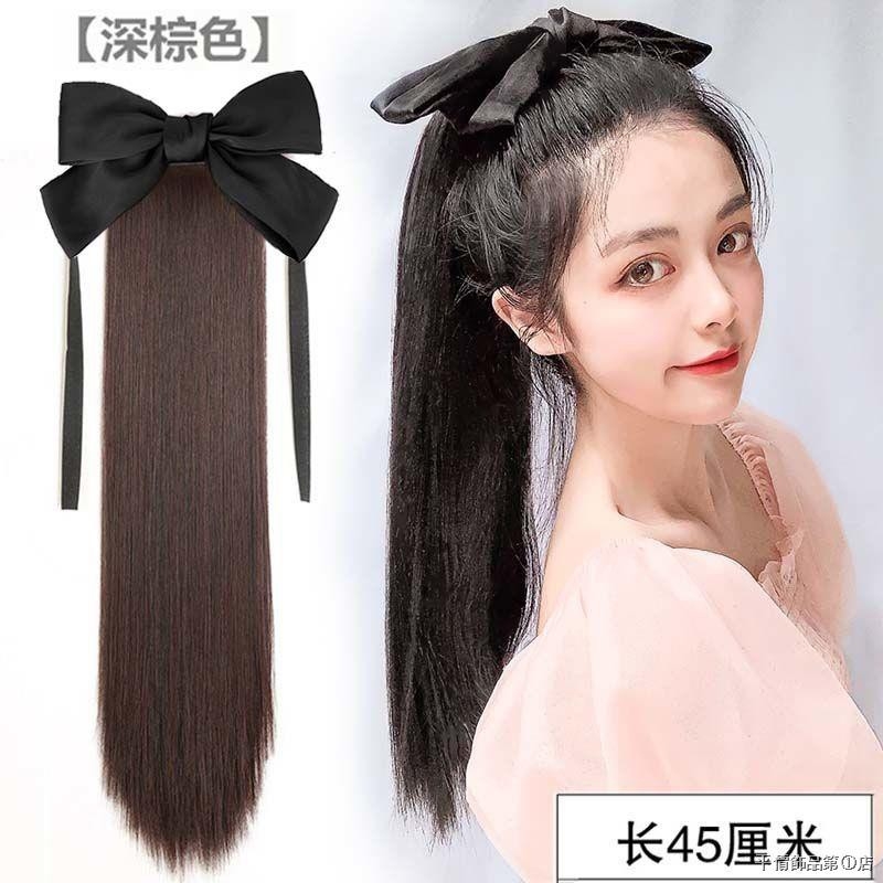 [ hàng hót, bao đẹp ] tóc giả nữ cột thẳng dài nơ đen, tóc giả buộc, tóc cột nơ, tóc nơ