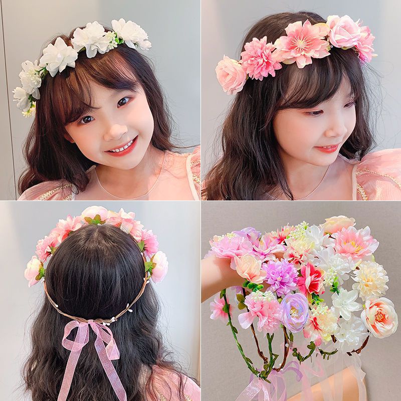 Vòng Hoa Đội Đầu Kiểu Công Chúa Cho Bé Gái