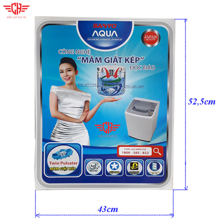 Tem dán máy giặt sanyo aqua mẫu 3