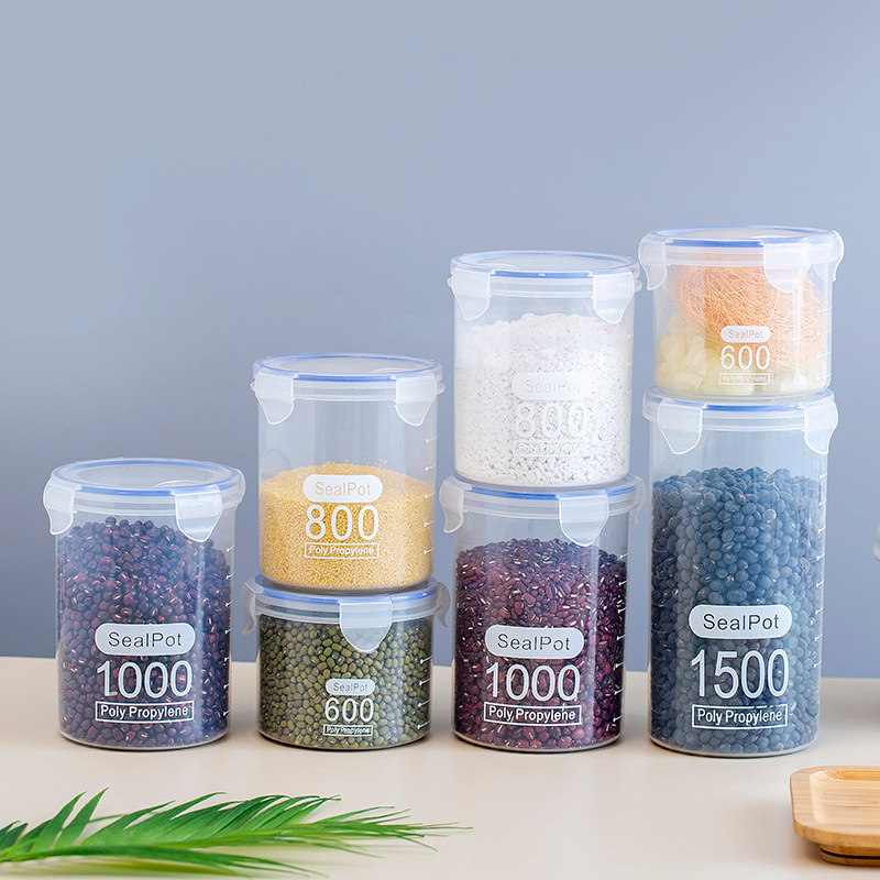 600ml, 800ml, 1000ml, 1500ml plastic convenient food container, kitchen storage jar
