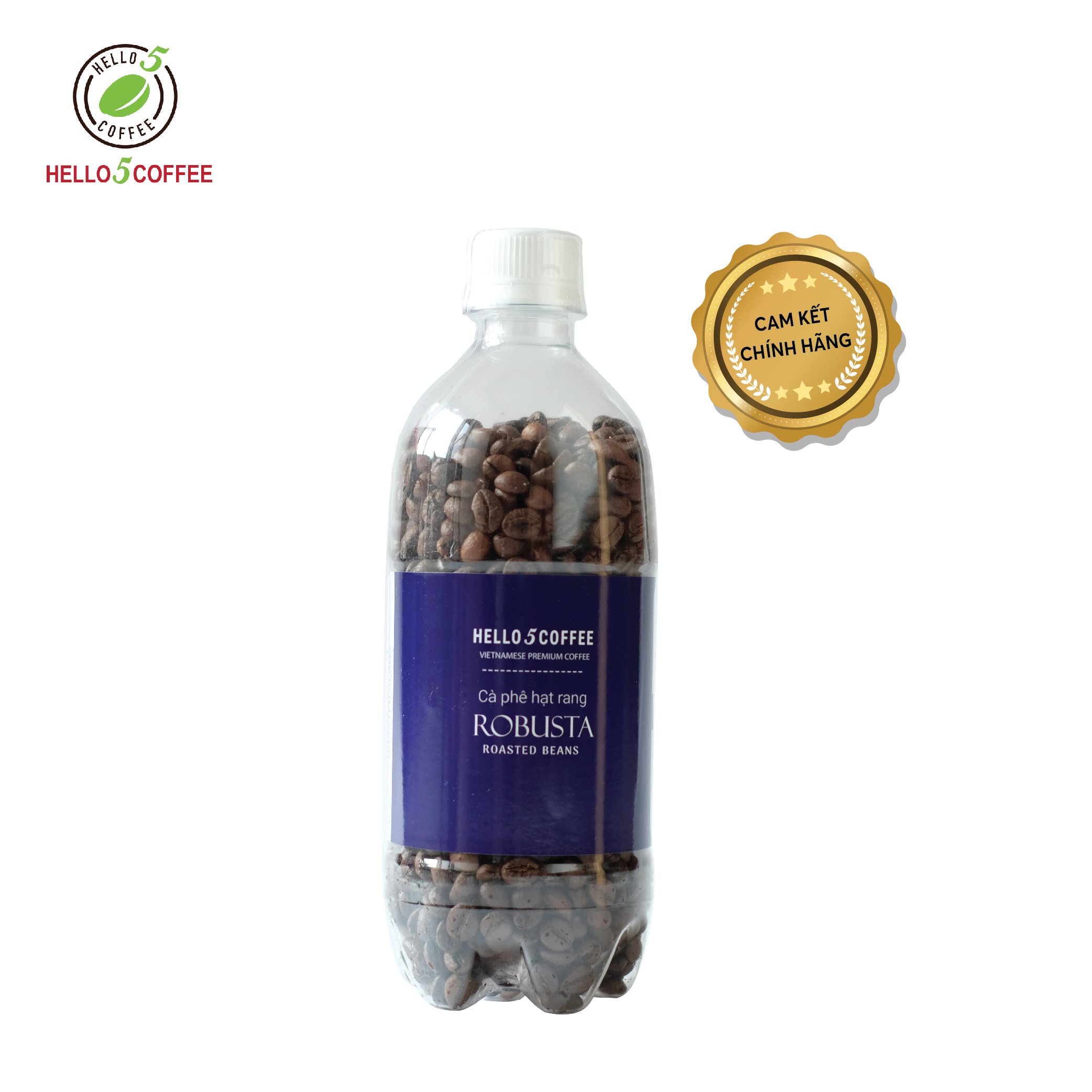 Cà phê hạt ROBUSTA Hello 5 Coffee - Chai 200g