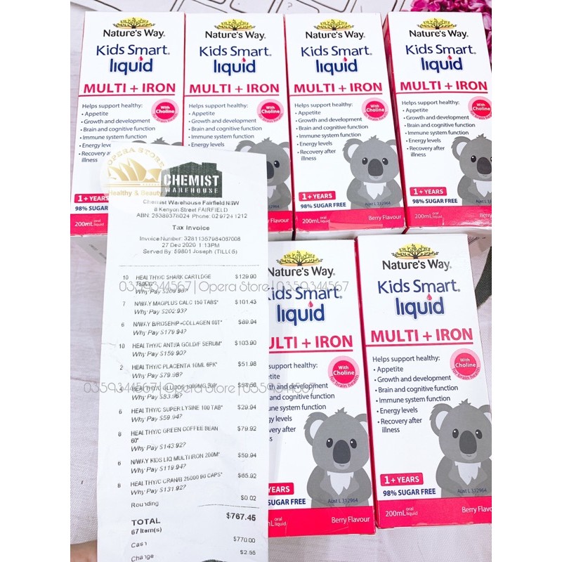 Nature's Way Kids Smart Liquid Multi + Iron 200ml sắt date 2022