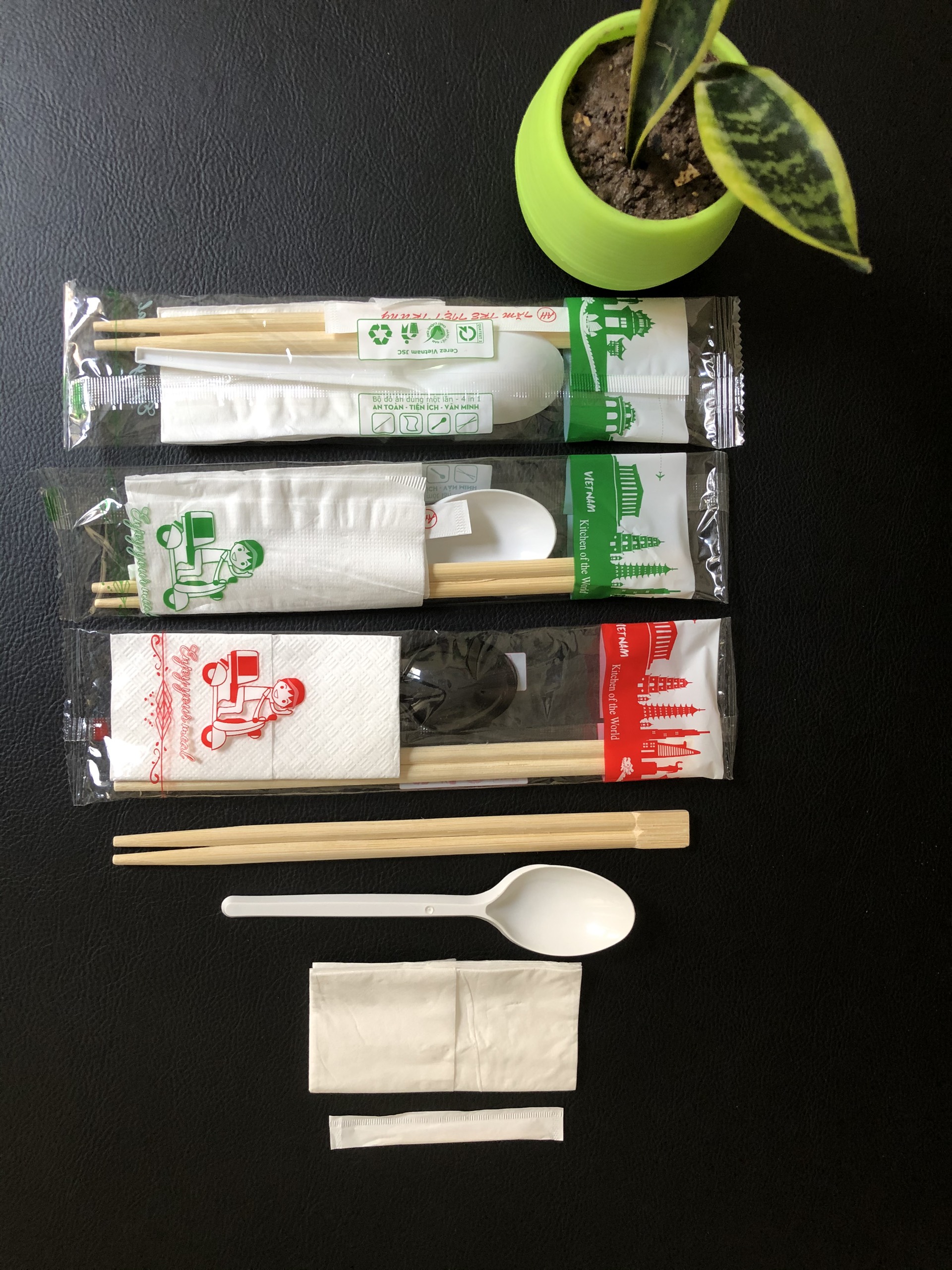 10 bộ combo đũa-thìa-giấy-tăm