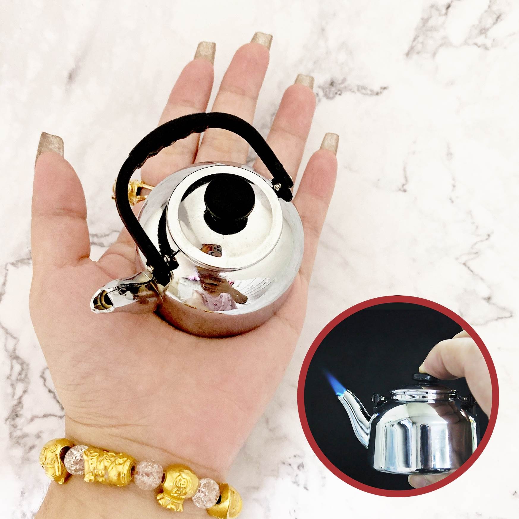 BẬT LỬA HÌNH ẤM NƯỚC LỬA KHÈ XÀI GAS