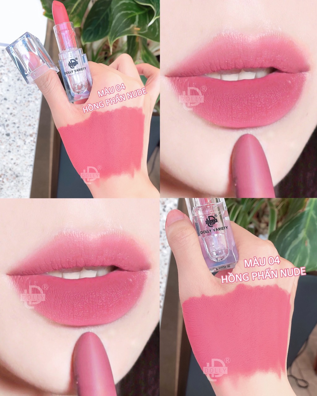 Son thỏi lì siêu mịn môi DOLLY VARIETY Màu Hồng phấn nude