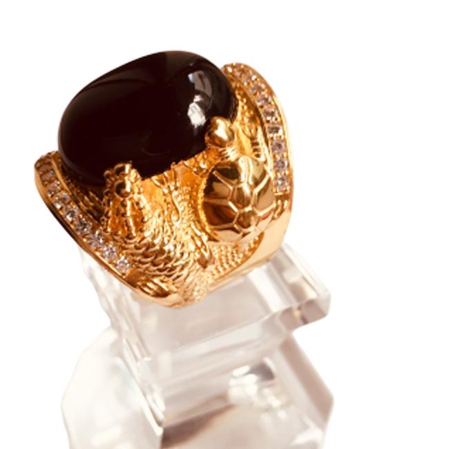Nhẫn nam đá thạch anh mạ vàng 18k