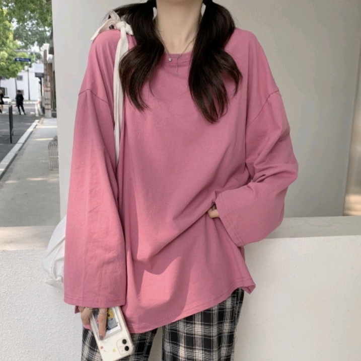 Pullover plain long sleeved pink pullover plain long sleeved pink