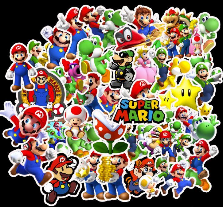 [HCM]Sticker SUPPER MARIO nhựa PVC không thấm nước dán nón bảo hiểm laptop điện thoại Vali xe Cực COOL #25