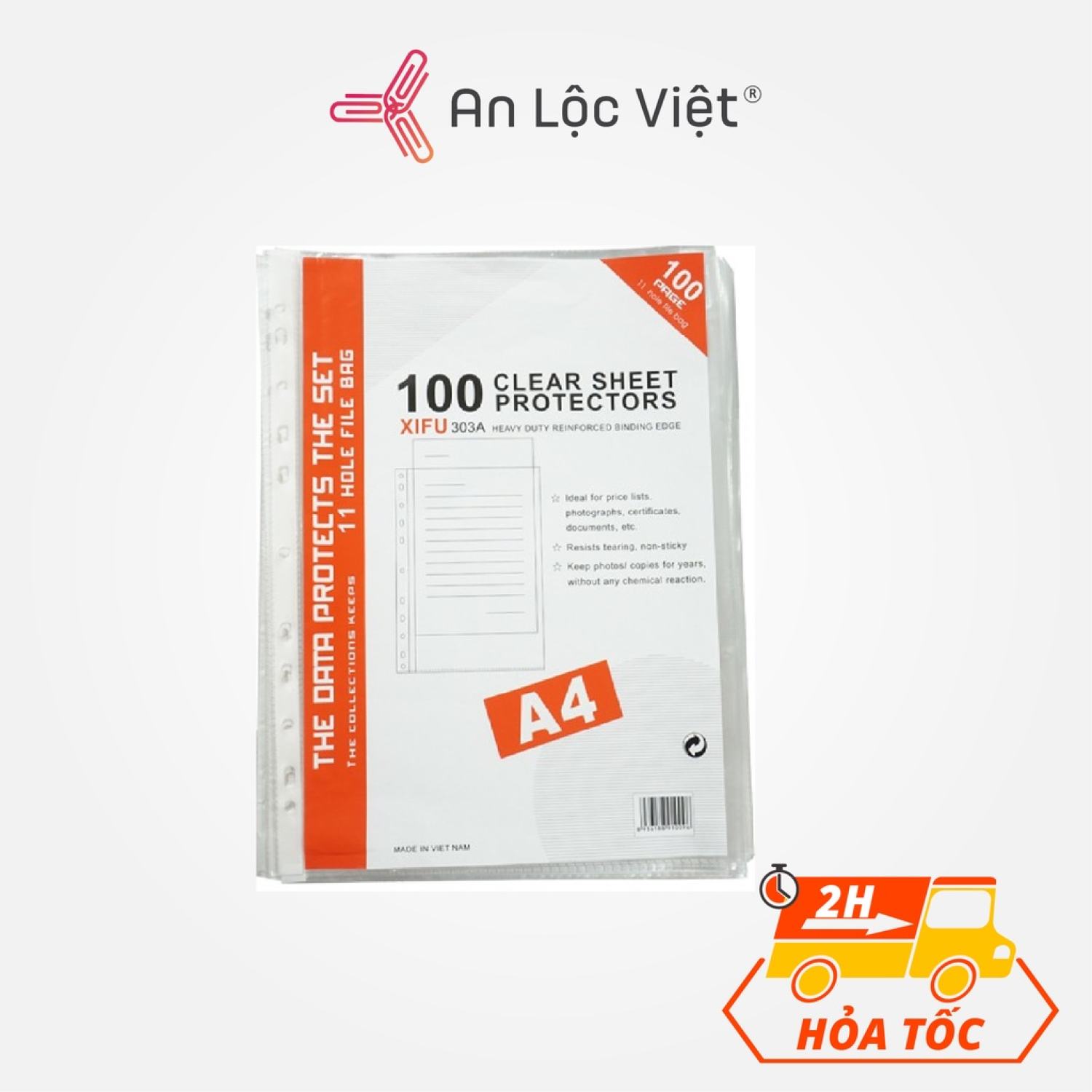 Bìa lỗ (File lỗ) 3 lạng (100 tơ`)