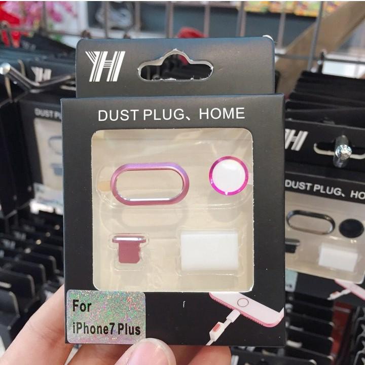 COMBO Viền Kim Loại Bảo Vệ Camera IPhone 7PL/8PL (Viền Camera, Dust Plug, Phím Home)