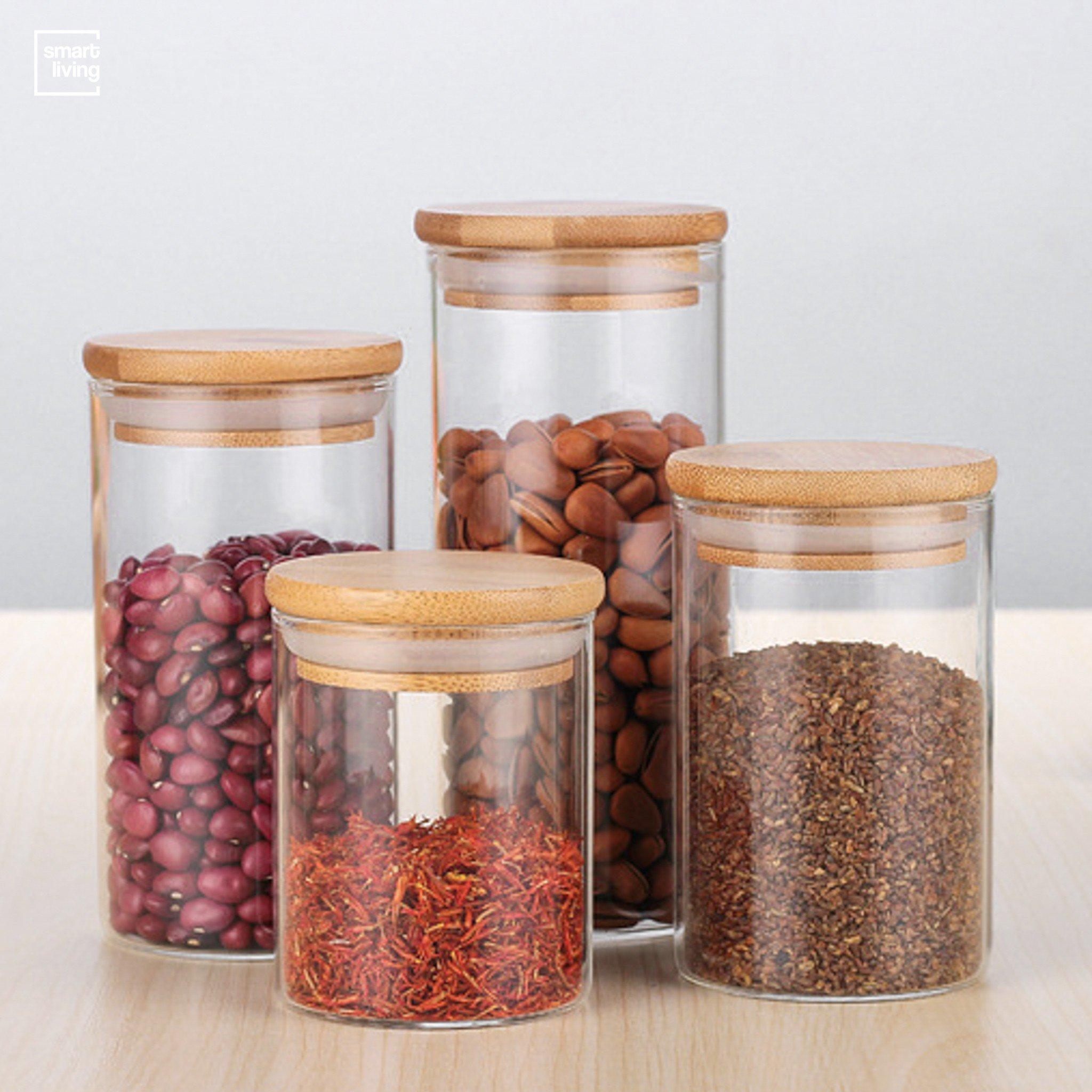 Combo 2 Lọ thủy tinh borosilicate nắp gỗ 500ml