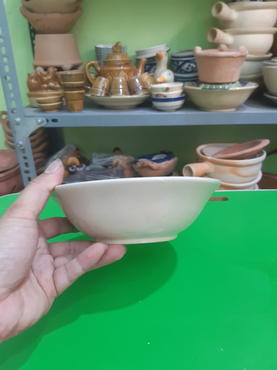 Combo 5 tô bè gốm kiểu xưa viền xanh 18 cm ( gốm sành)