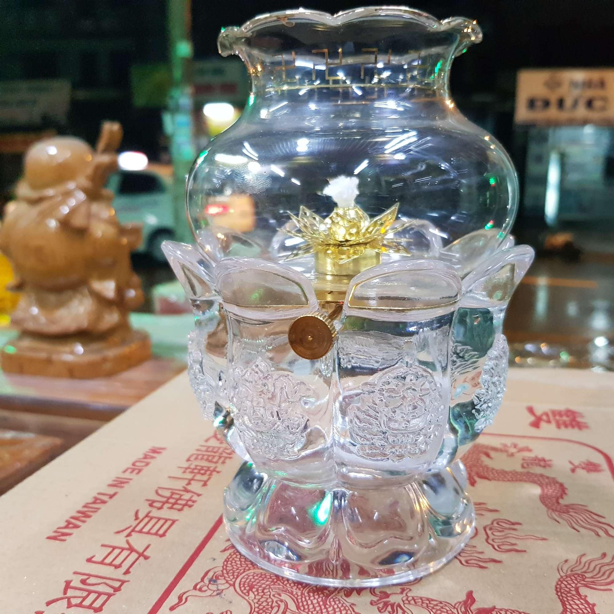 [HCM]Đèn thờ đốt dầu lưu ly cát tường cao 14 cm