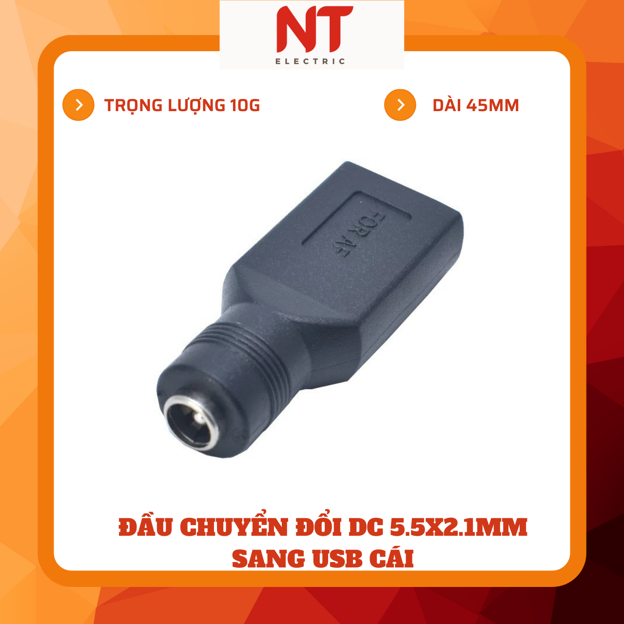 Đầu chuyển đổi DC 5.5x2.1 sang USB cái