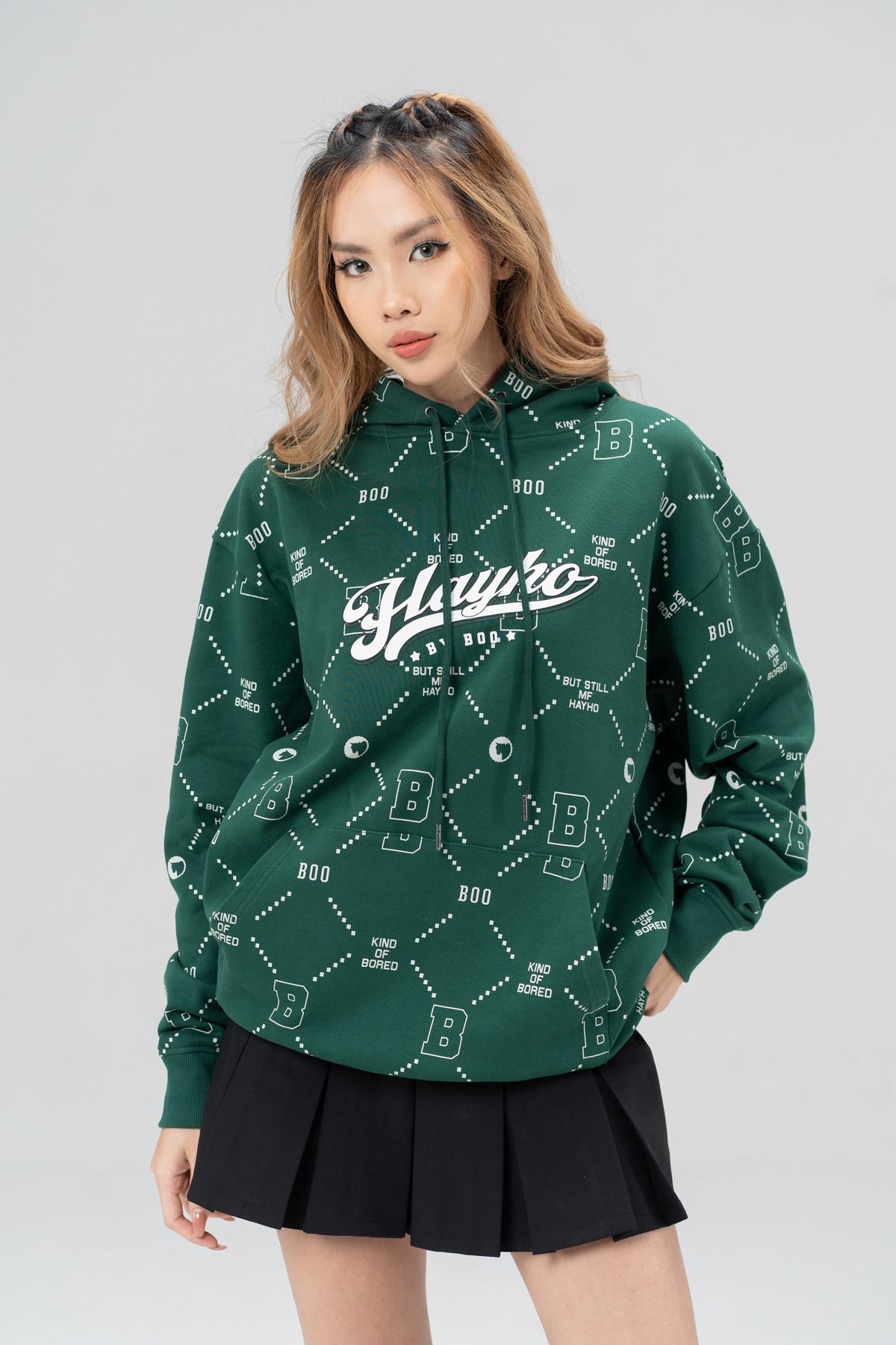 Áo Nỉ Mũ BOO UN Essential Fall Monogram HAYHO