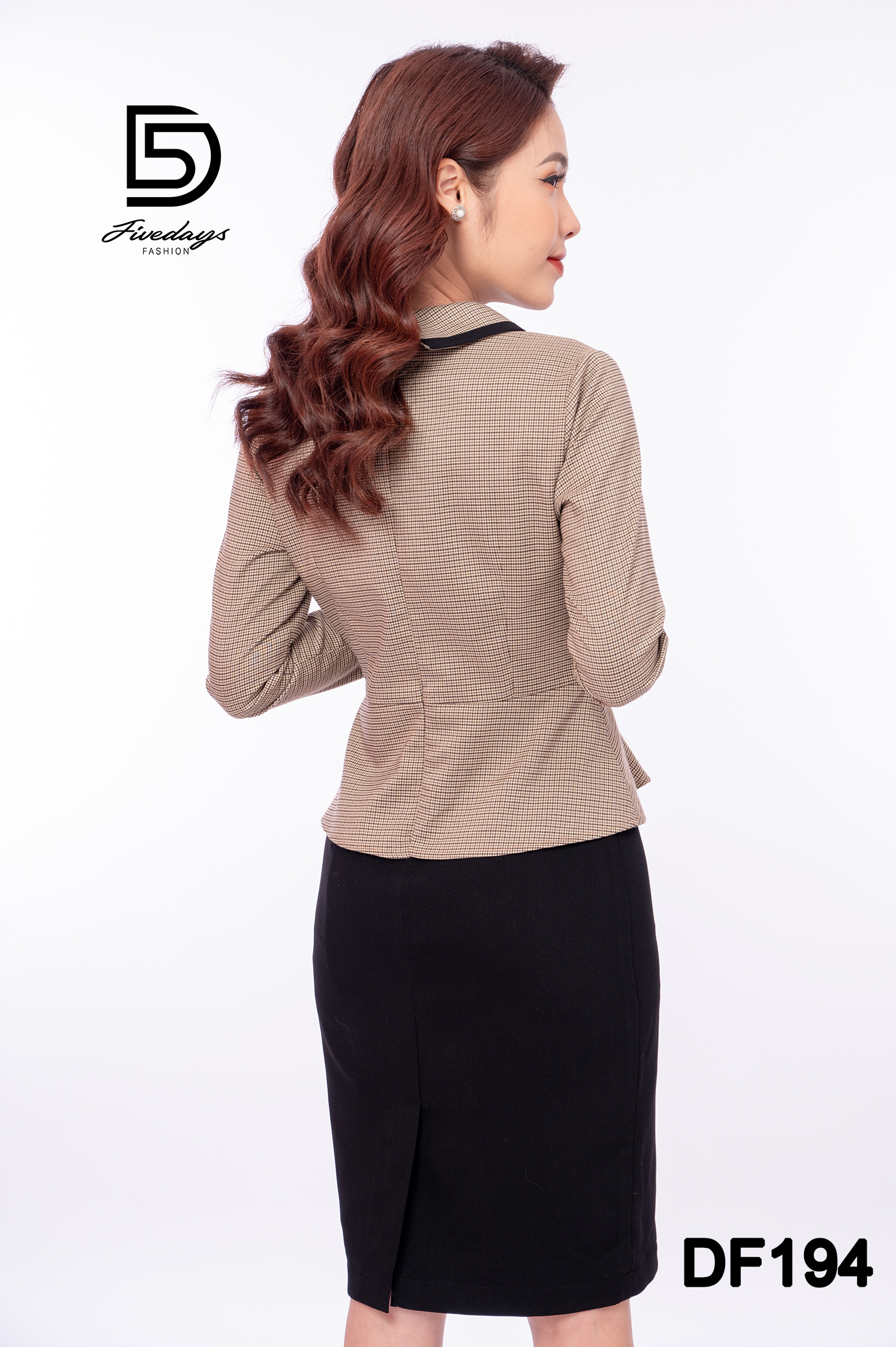 Đầm Peplum kẻ viền cổ FIVEDAYS